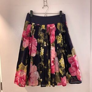 Floral Midi A-Line Skirt